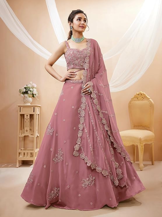 Zeel Clothing Women’s Georgette Lehenga Choli With Dupatta Semi Stitched – Elegant Ethnic Fashion for Every Celebration