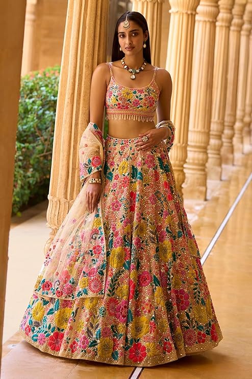 Women’s Georgette Semi Stitched Lehenga Choli With Dupatta – Designer Sequin Embroidery Wedding Lehenga for Every Celebration