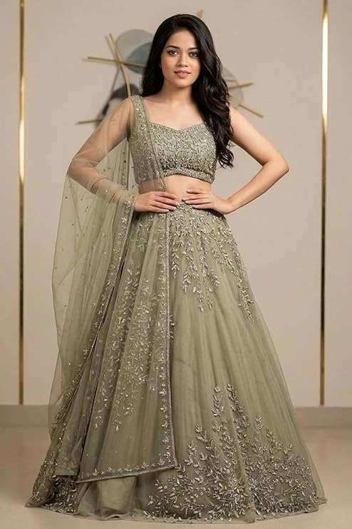 ✨ Women’s Net Heavy Work Lehenga Choli with Dupatta – Bridal & Occasion Wear